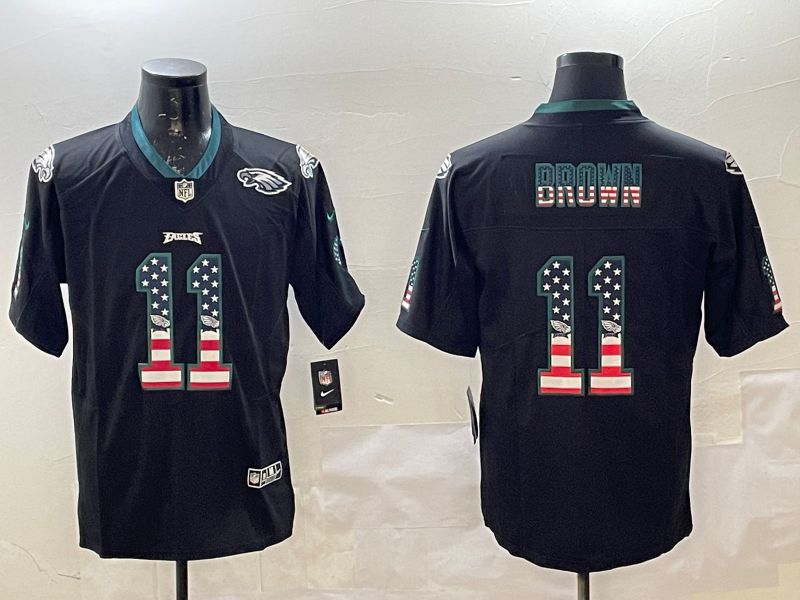 Men Philadelphia Eagles #11 Brown Black National Flag 2025 Nike Vapor Limited NFL Jersey style 9->philadelphia eagles->NFL Jersey